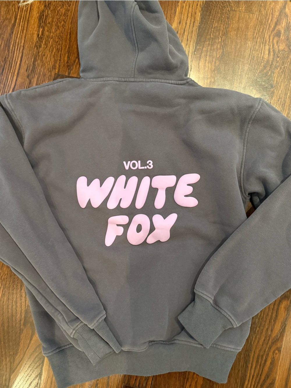 White Fox Boutique Charcoal Hoodie with Pink Logo - Picture 4 of 4
